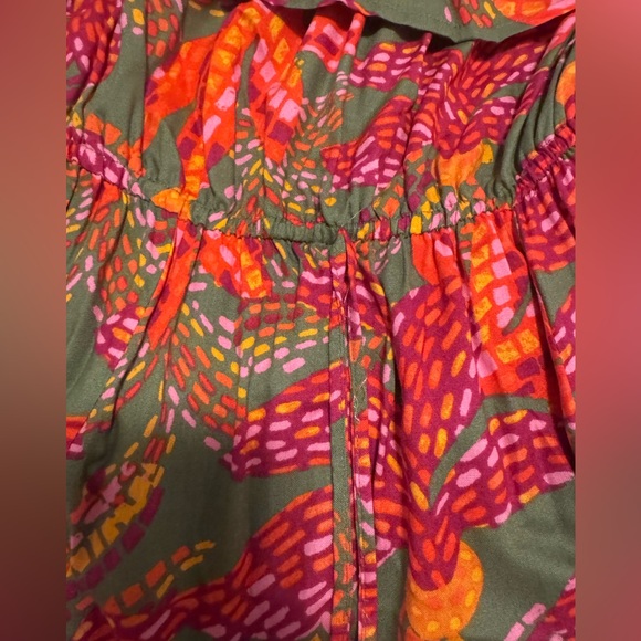 Vibrant Ruffle Tropical Colorful Strapless Maxi Dress Medium - Picture 4 of 5